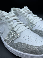 Custom Air Jordan 1 White Silver Glitter Rhinestones