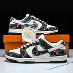 Custom Dunk Black and White LV Pattern