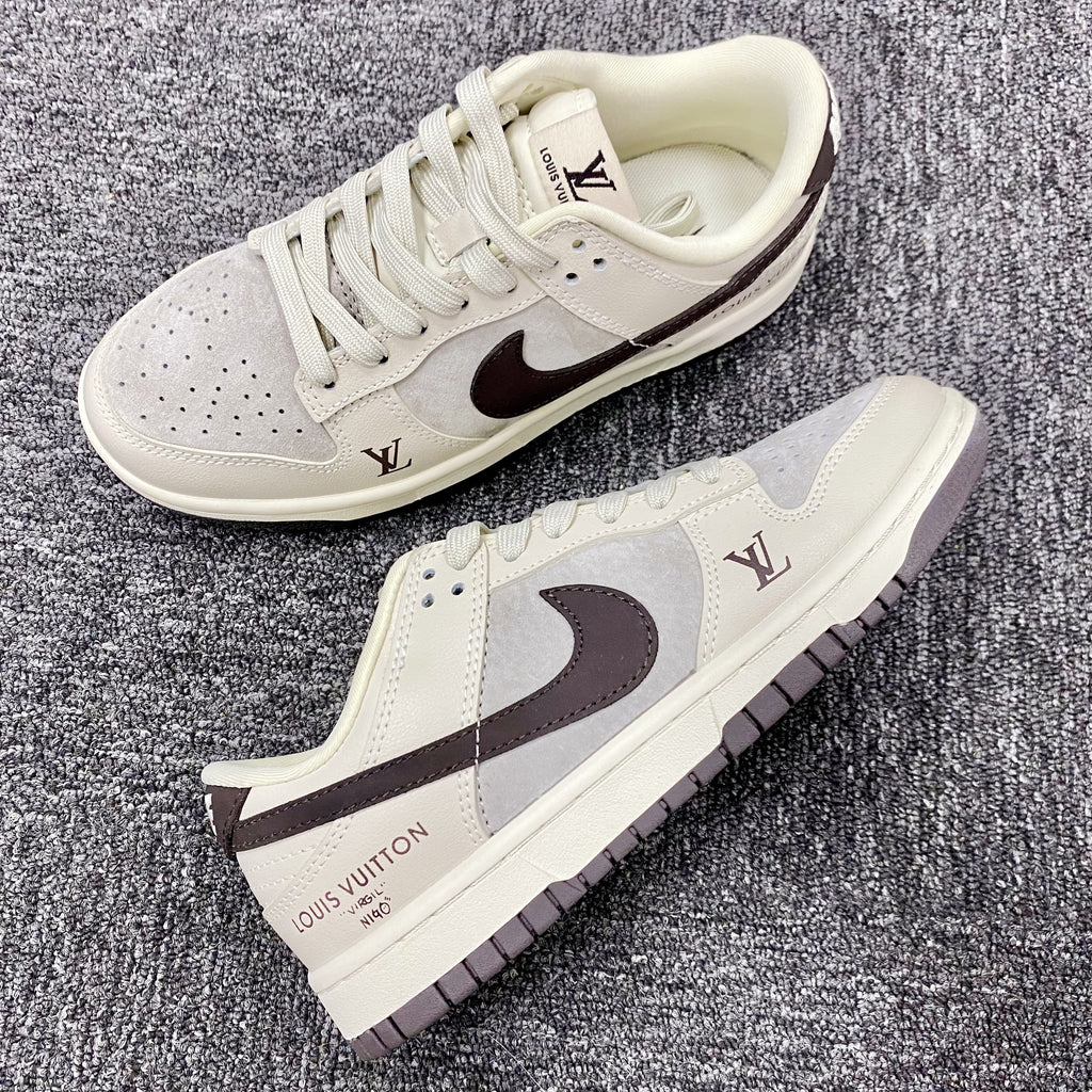 Custom Dunk Cream LV Logo