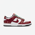 Custom Dunk Red White With Snowflakes And CAndy Cane