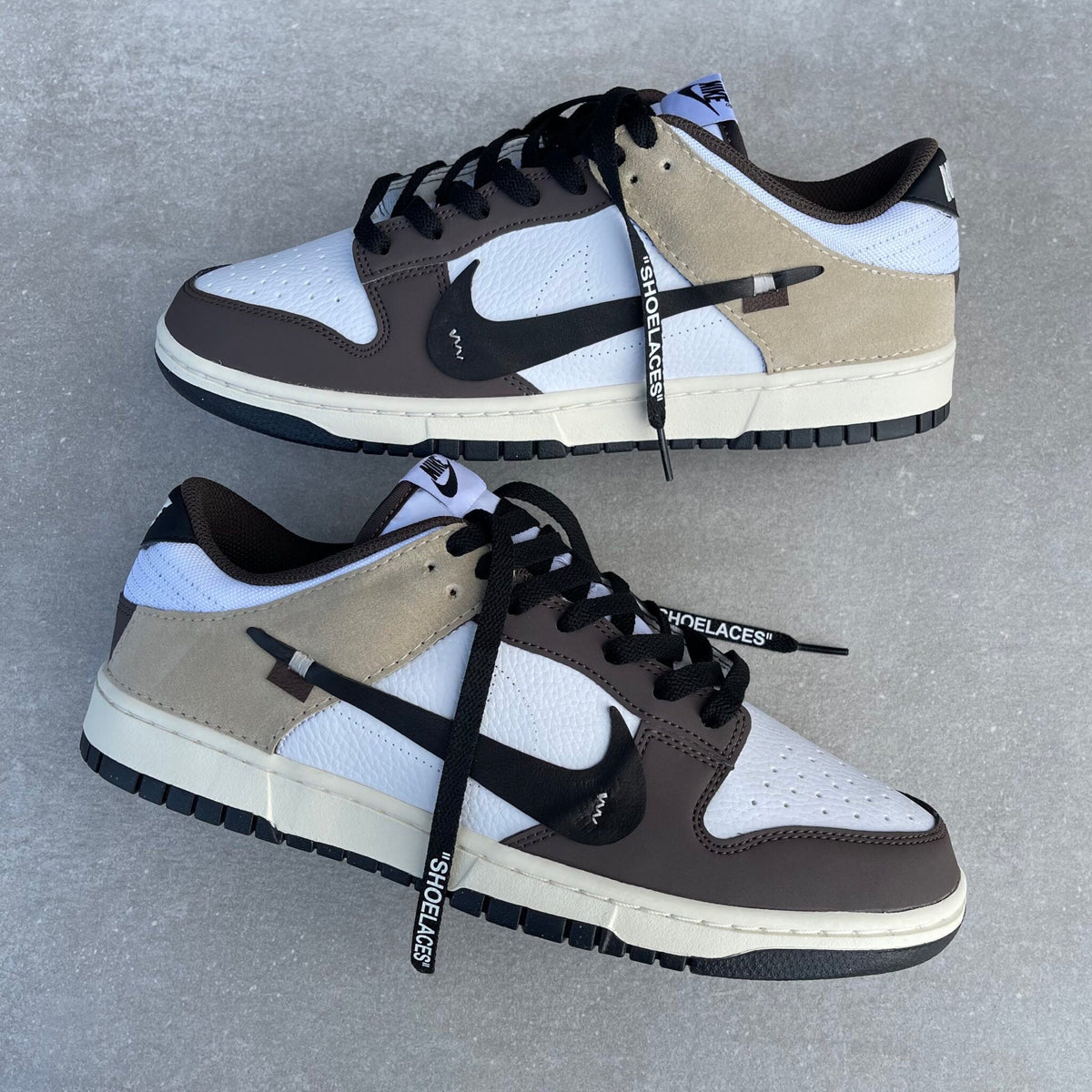 Custom Dunk White Brown Suede Design