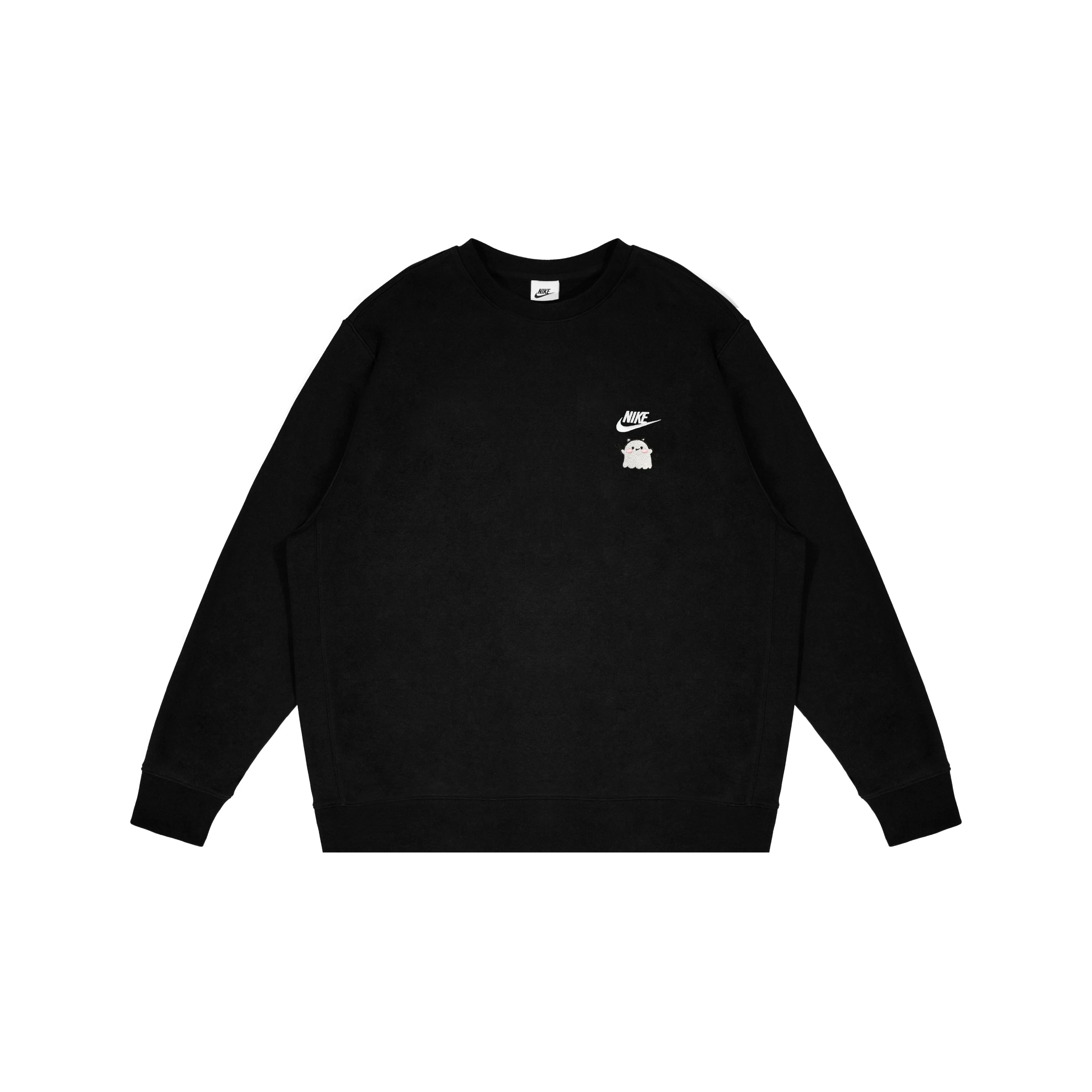 Custom Embroidery Nike Sweatshirt Black With Cute Ghost