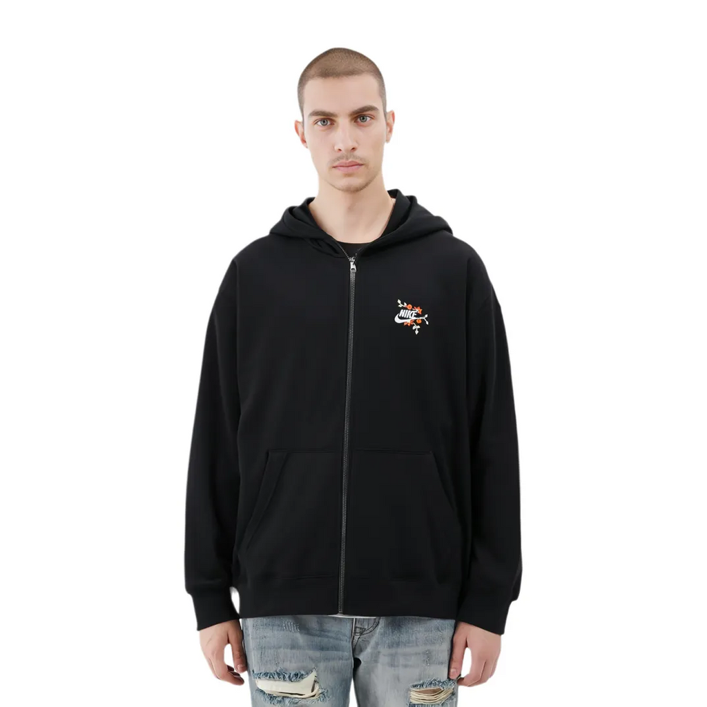 Custom Embroidery Nike Sweatshirt Black With Red Floral