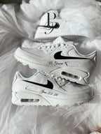 Custom Nike Air Max 90 White Personalized Text Design