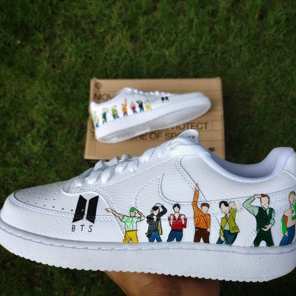 Custom Nike Court Vision White BTS Theme