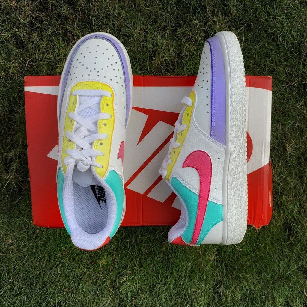 Custom Nike Court Vision White With Multicolor Accents