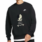 Custom Nike Embroidery Sweatshirt Black Bunny Pattern
