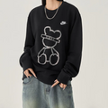 Custom Nike Sweatshirt Black With Bear Pattern