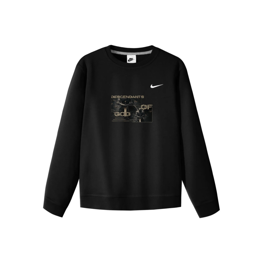 Custom Nike Sweatshirt Black With Descendants of God Graphic