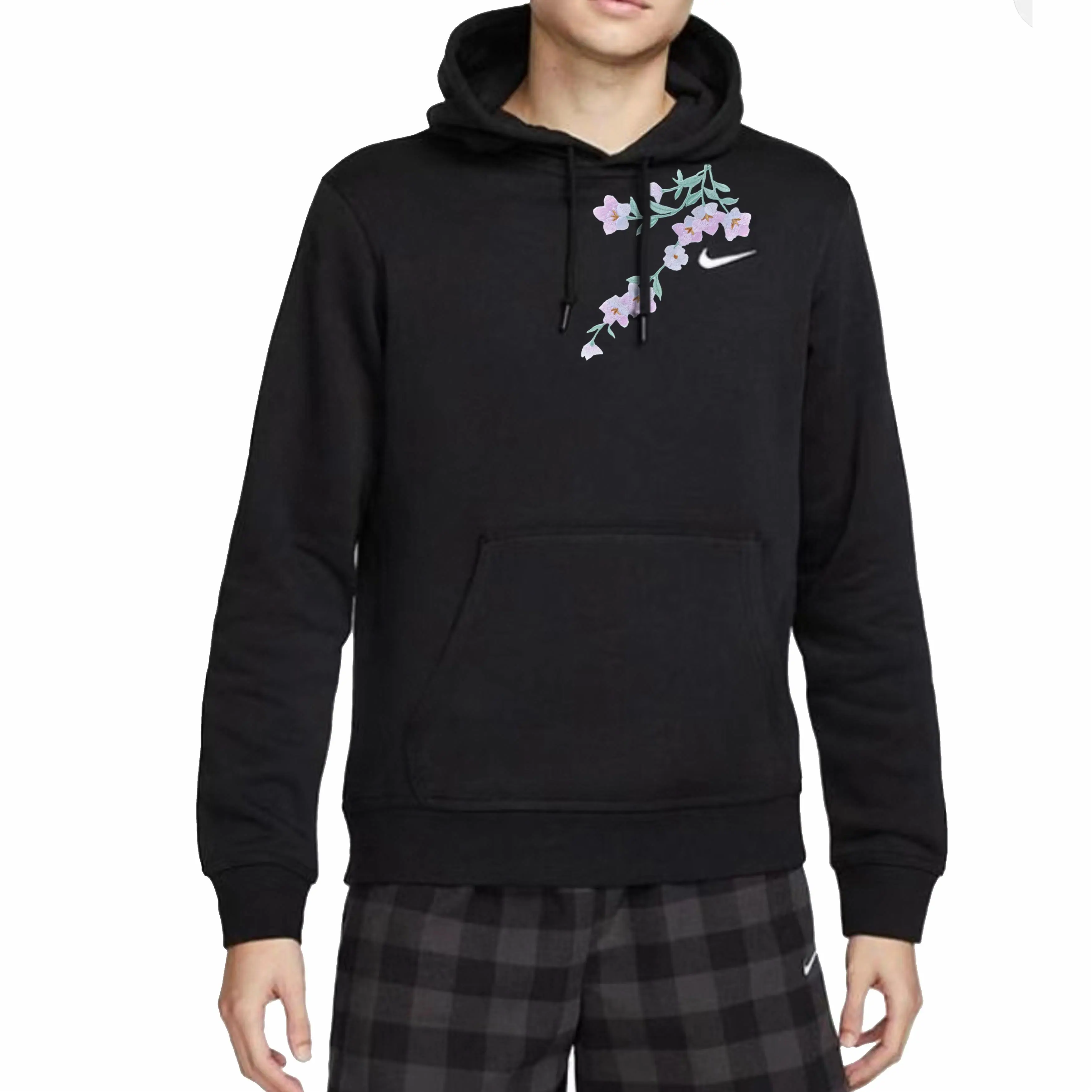 Custom Nike Sweatshirt Black With Floral Pattern