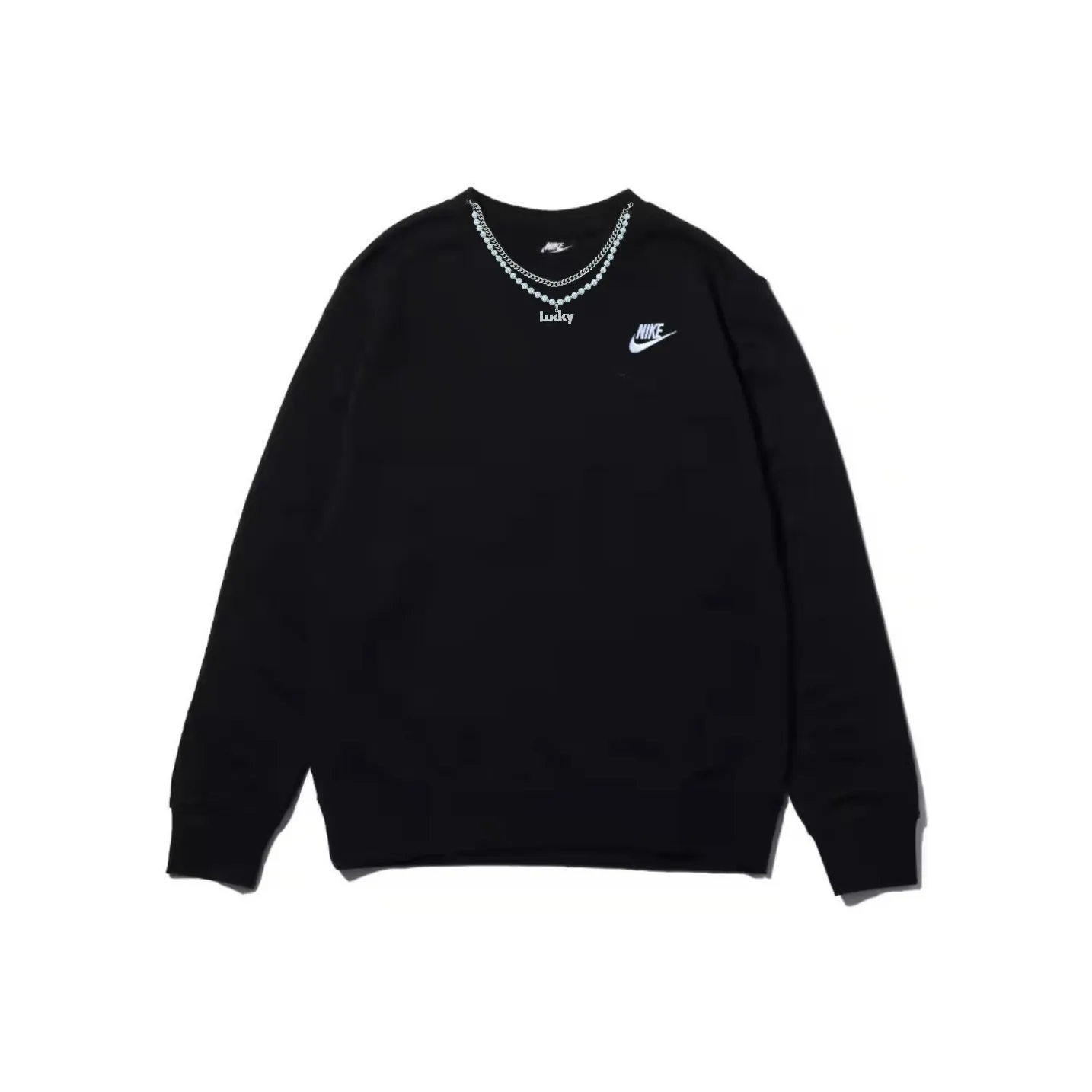 Custom Nike Sweatshirt Black With Metal Chain