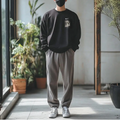Custom Nike Sweatshirt Black With Stamp Pattern