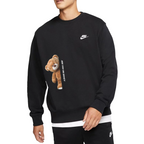Custom Nike Sweatshirt Black With Teddy Bear