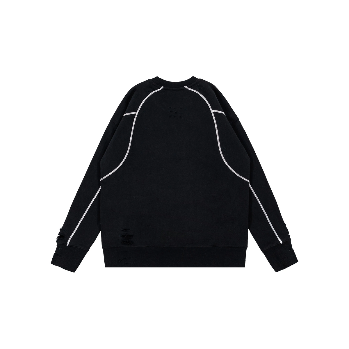 Custom Nike Sweatshirt Black With White Lines And Ripped Details