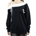 Custom Nike Sweatshirt Off Shoulder Black With White Lace And Bow