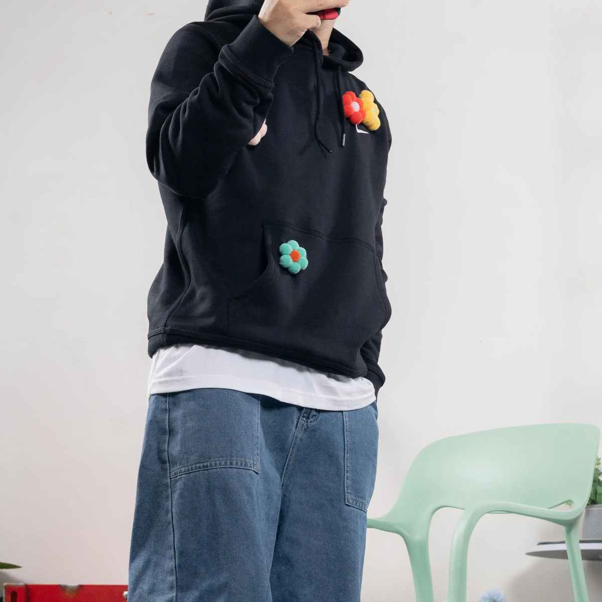 Custom Nike Sweatshirt With Flower Patches