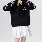 Custom Nike Sweatshirt With Pink Bows Black