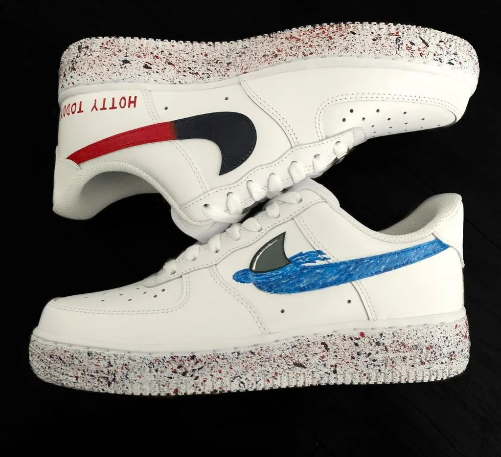Custom - painted Red Blue Custom Air Force 1