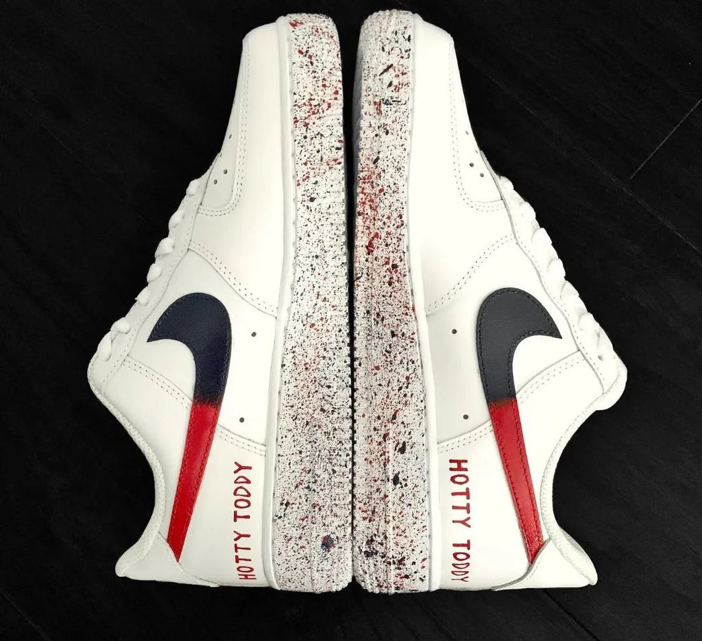 Custom - painted Red Blue Custom Air Force 1