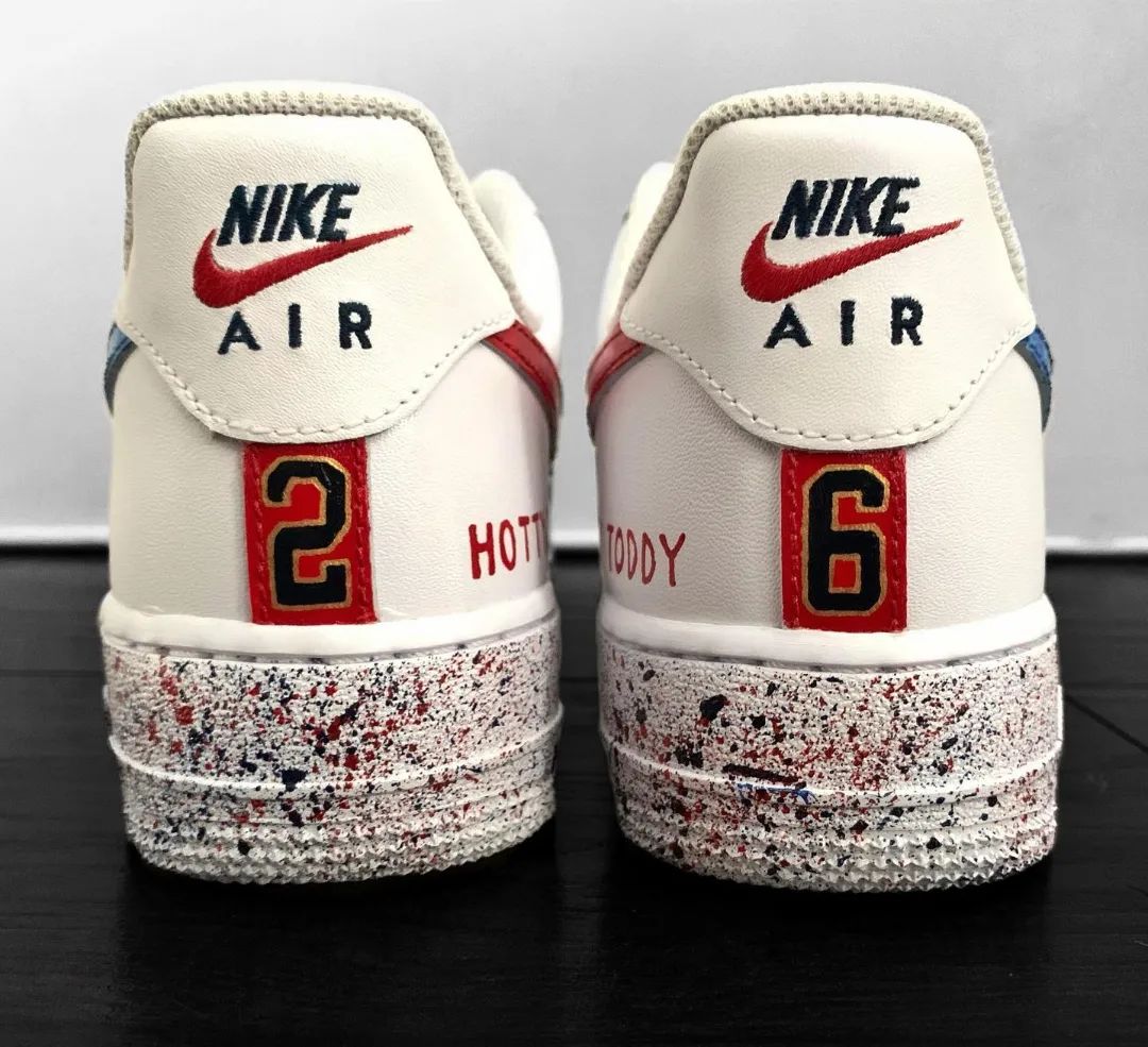 Custom - painted Red Blue Custom Air Force 1