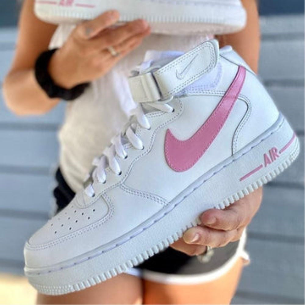 Pink Swoosh Custom Air Force 1 Mid