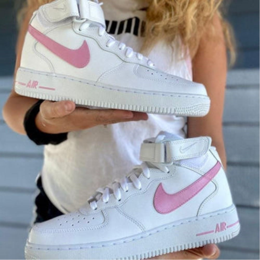 Pink Swoosh Custom Air Force 1 Mid