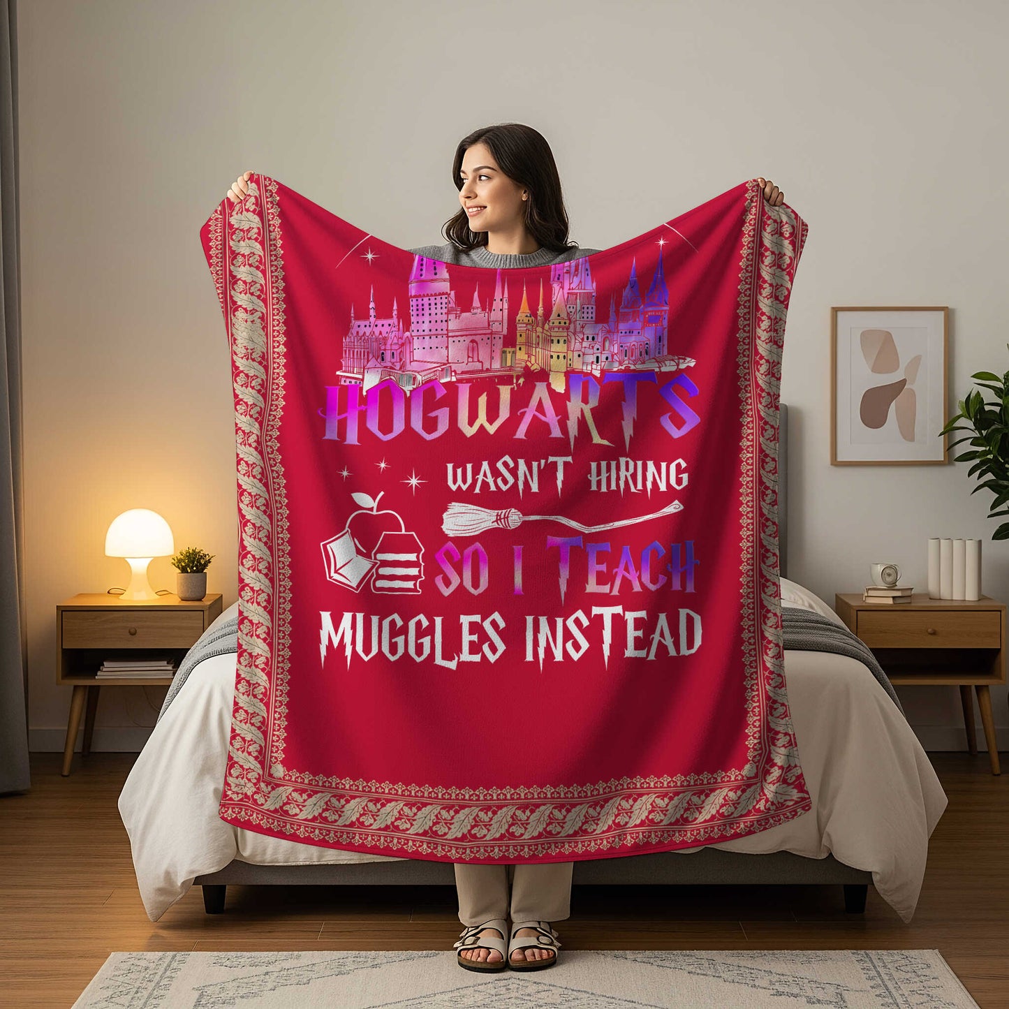 Hogwarts Houses Premium Sheepskin Blanket | Harry Potter - I Save Teach