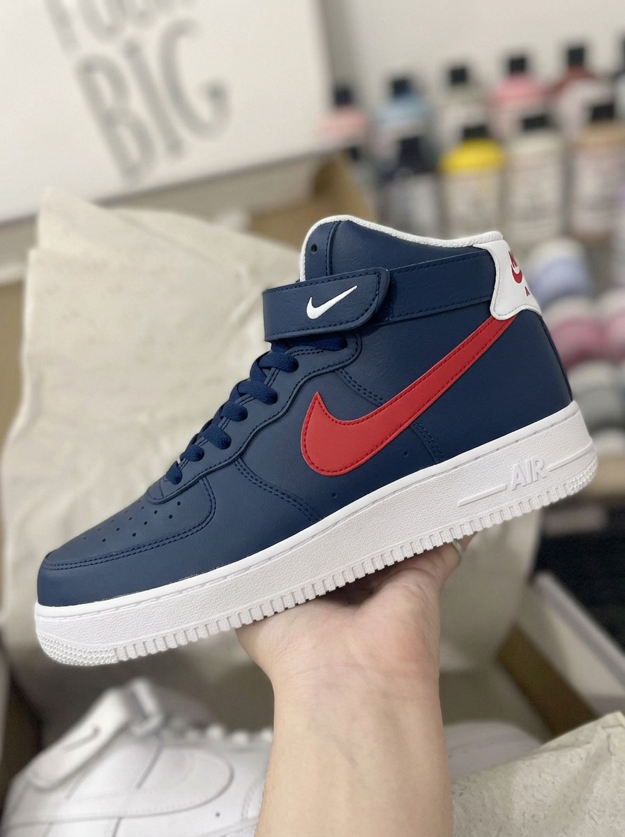 Black Blue Red Swoosh White Custom Air Force 1