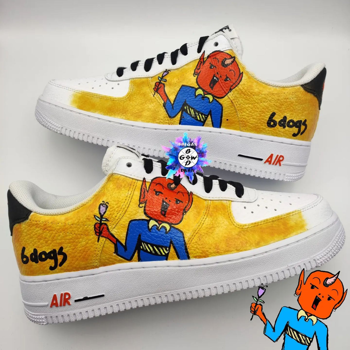 Devil Pattern Yellow Custom Air Force 1