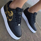 Dinosaur And Owl Black Gold Custom Air Force 1