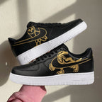 Dinosaur And Owl Black Gold Custom Air Force 1