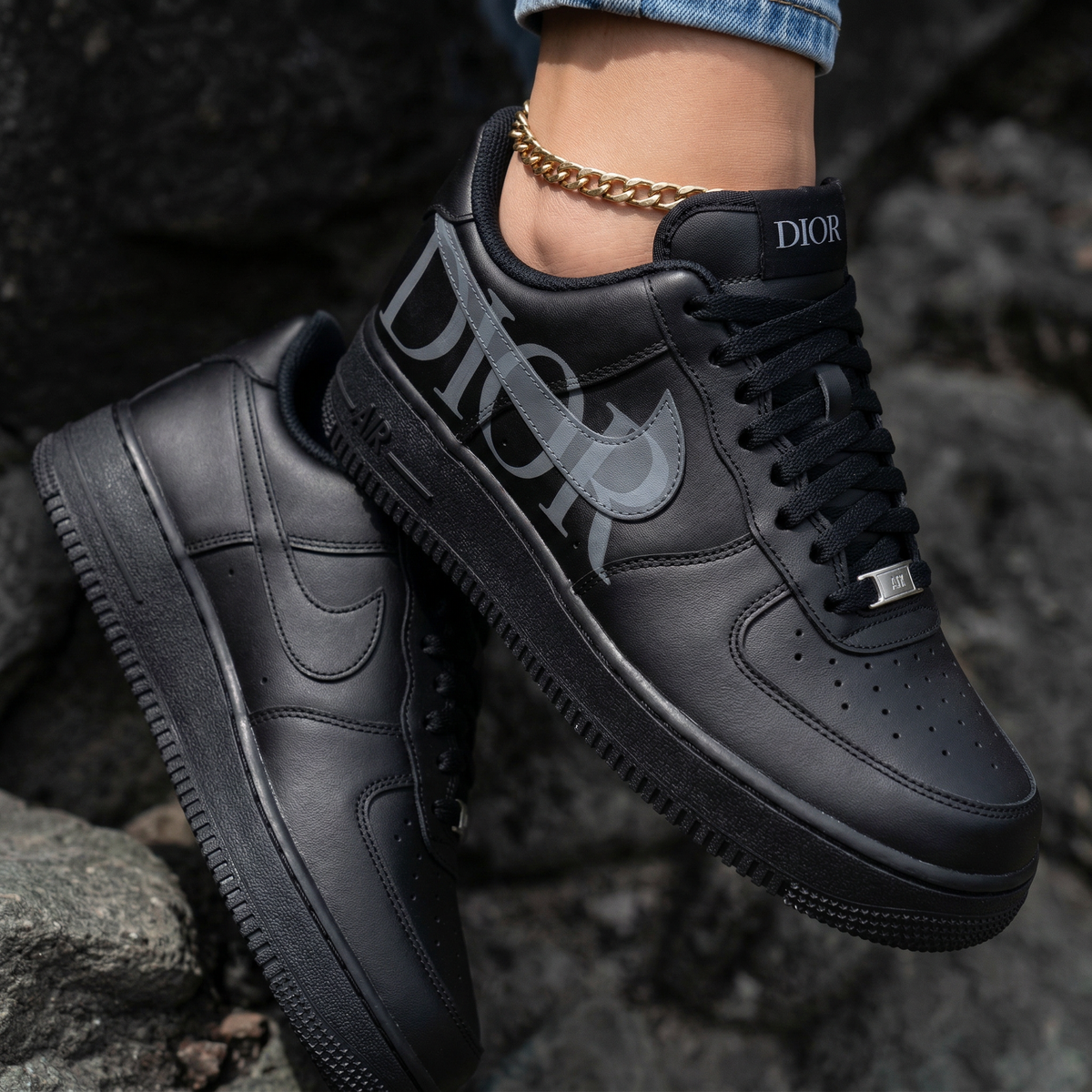 Dior Black Gray Custom Air Force 1