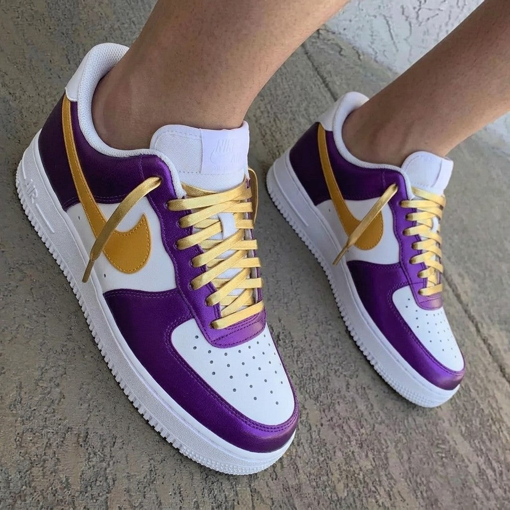 Double Swoosh Purple Gold Custom Air Force 1