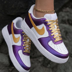 Double Swoosh Purple Gold Custom Air Force 1