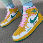 Drip Design Yellow Pink White Custom Air Jordan 1