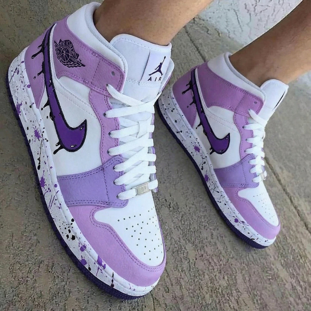 Drip Paint Pattern Baby Purple White Custom Air Jordan 1