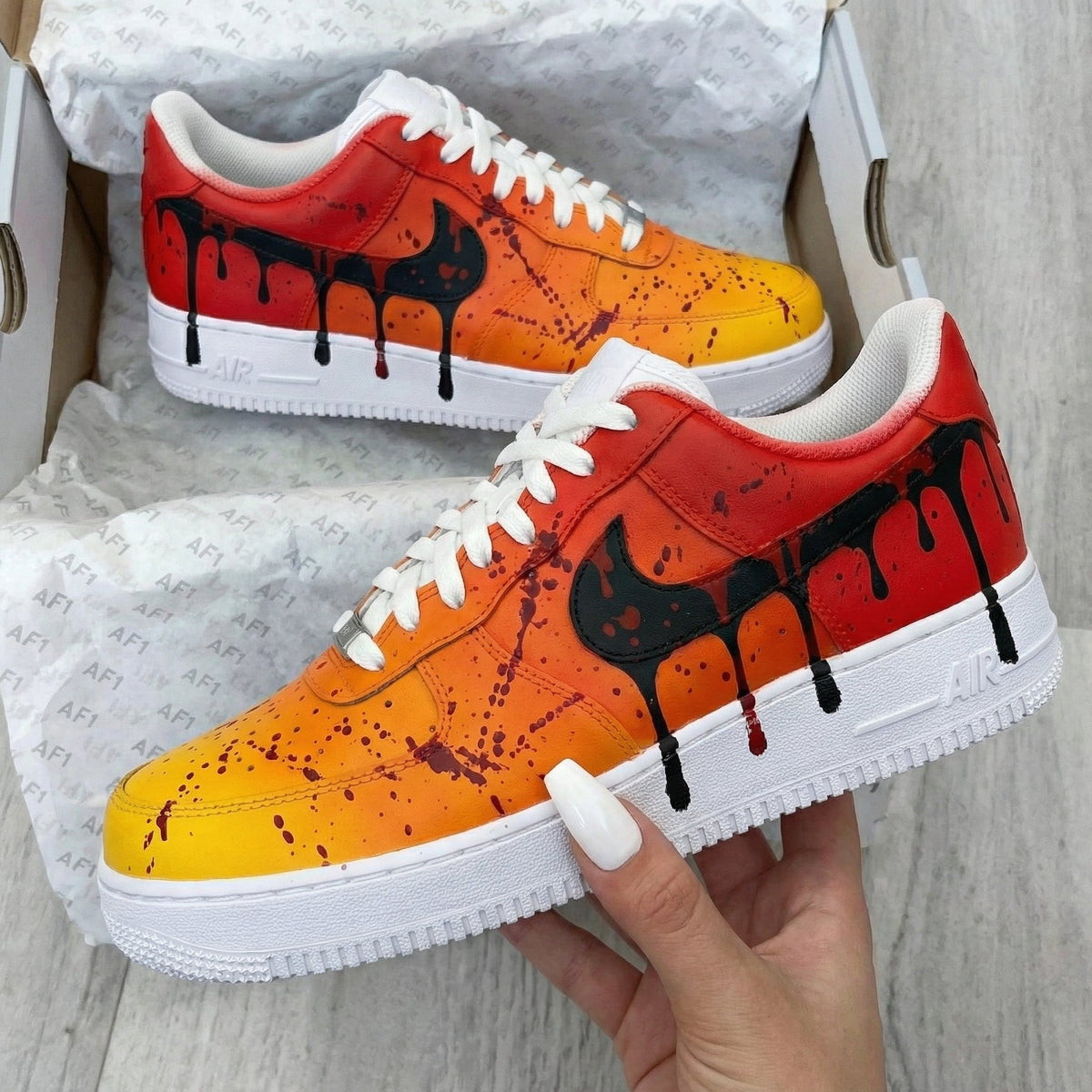 Drip Paint Pattern Orange Red Custom Air Force 1