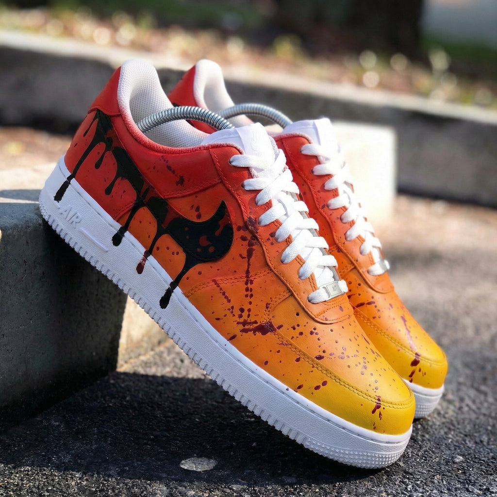 Drip Paint Pattern Orange Red Custom Air Force 1
