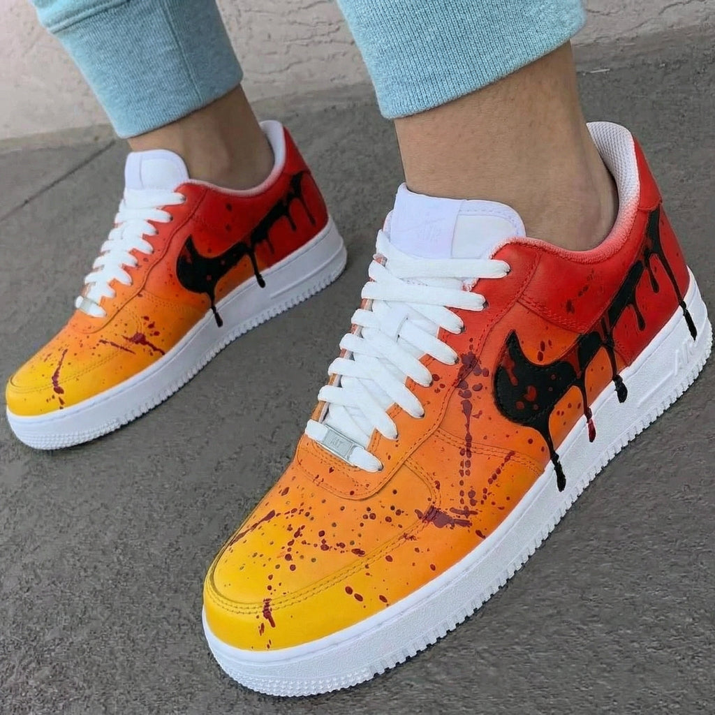 Drip Paint Pattern Orange Red Custom Air Force 1