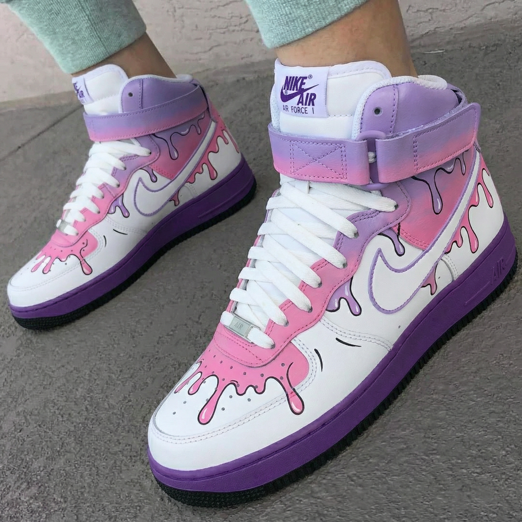 Drip Pattern Baby Pink Purple Custom Air Force 1