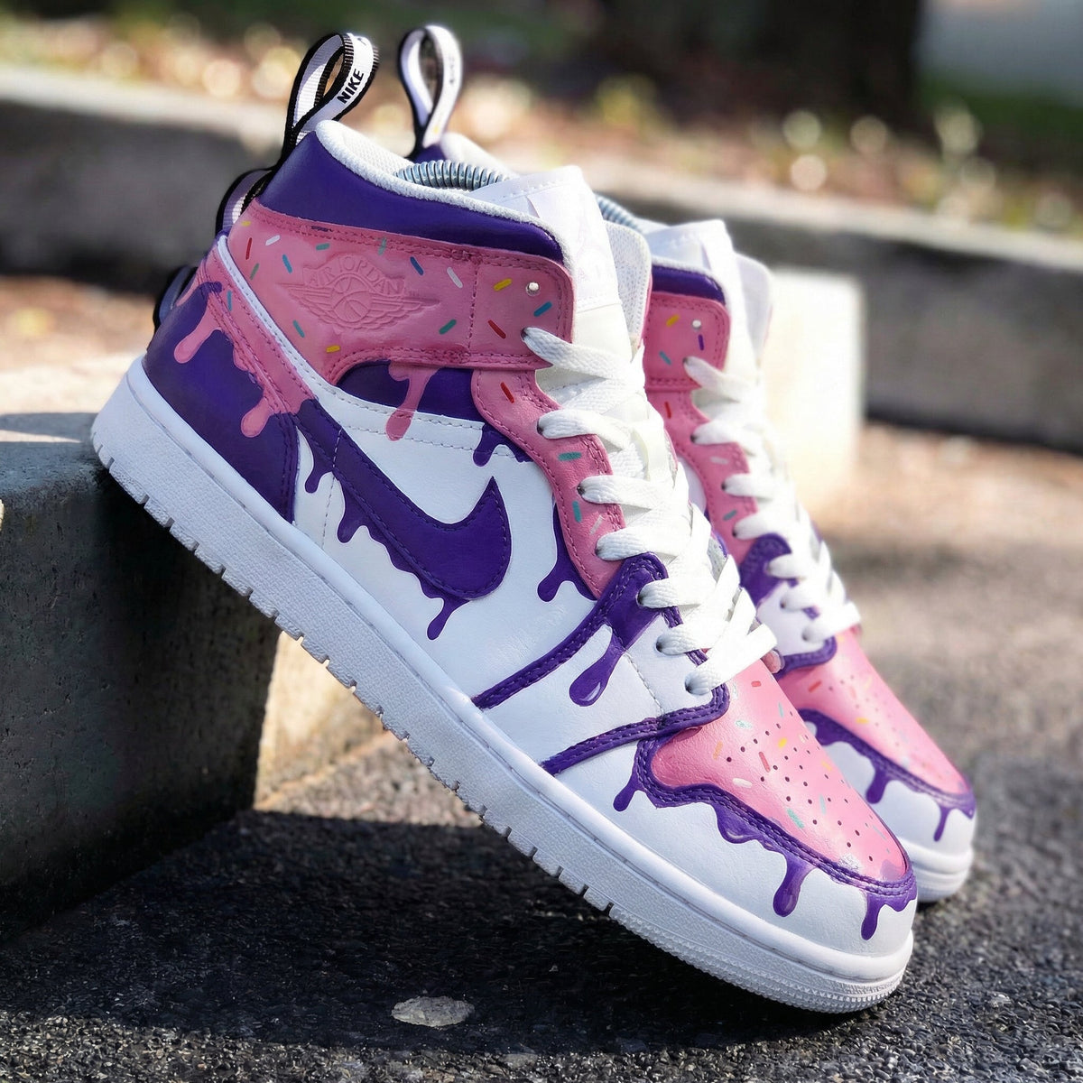Drip Pattern Baby Pink Purple Custom Air Jordan 1