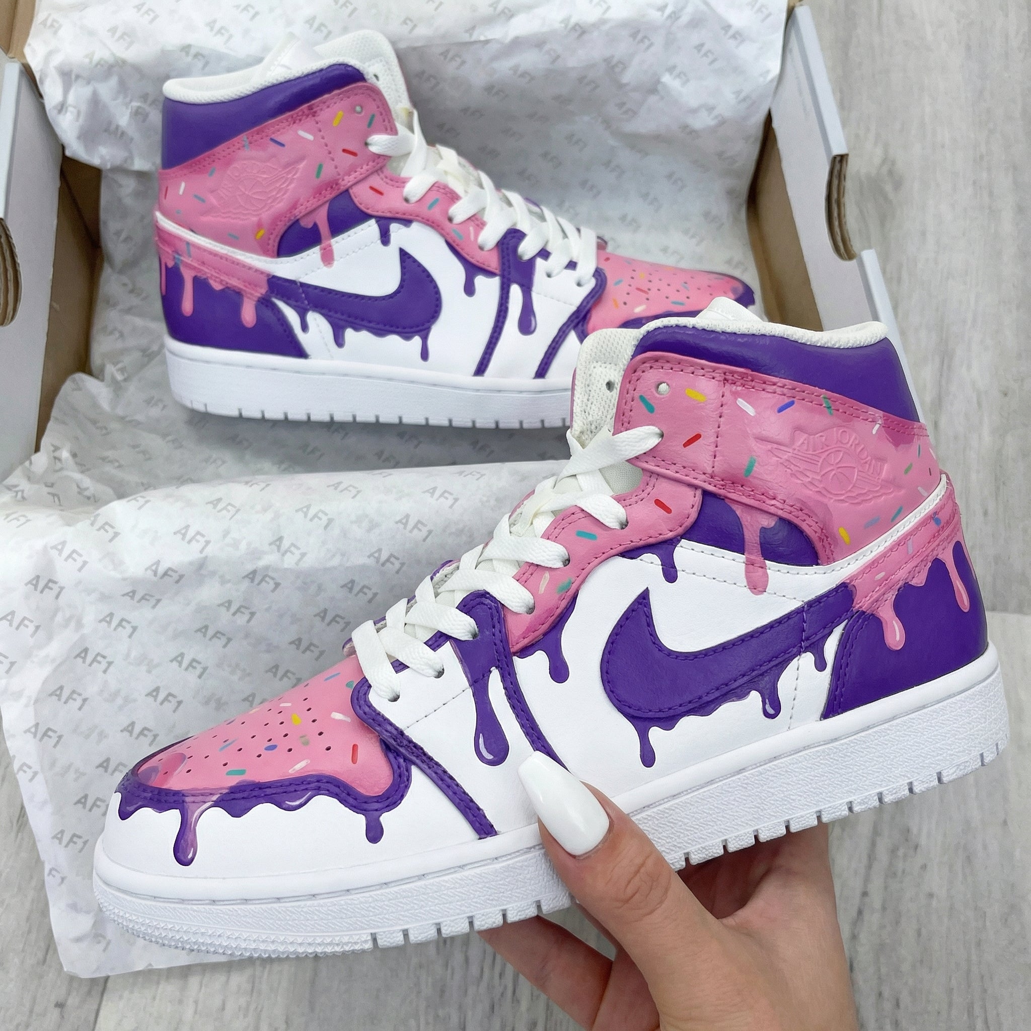 Drip Pattern Baby Pink Purple Custom Air Jordan 1