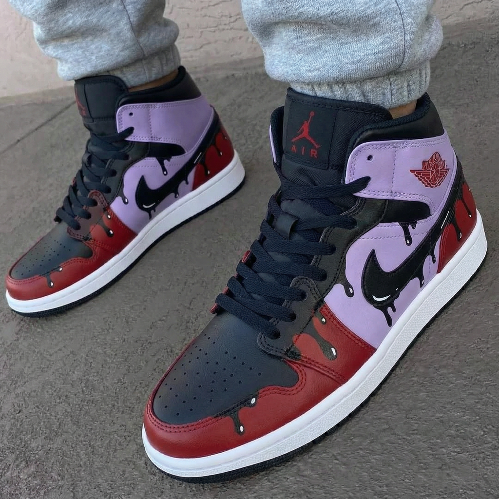 Drip Pattern Baby Purple and Maroon Custom Air Jordan 1