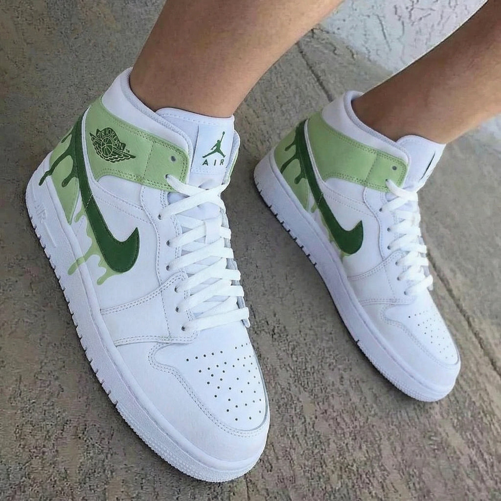 Drip Pattern Green Custom Air Jordan 1