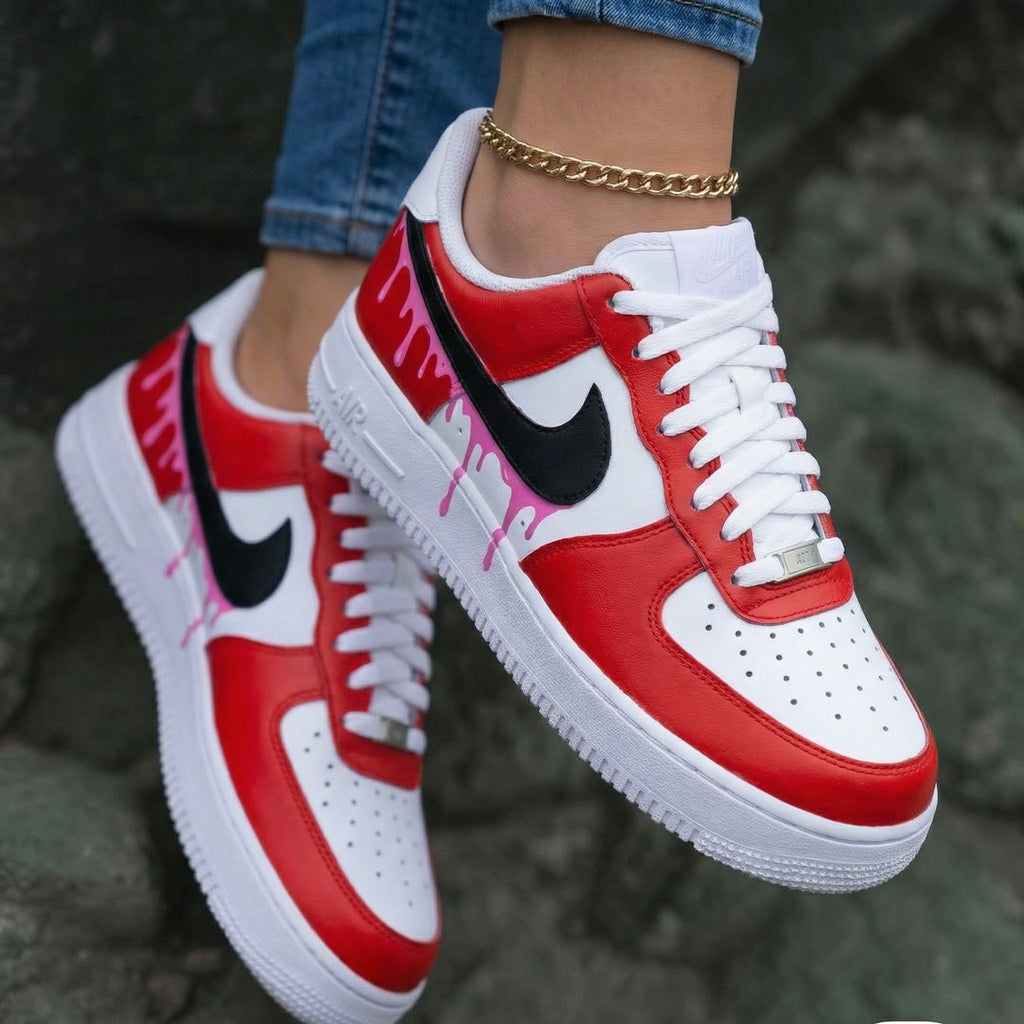 Drip Pattern Red Pink Custom Air Force 1