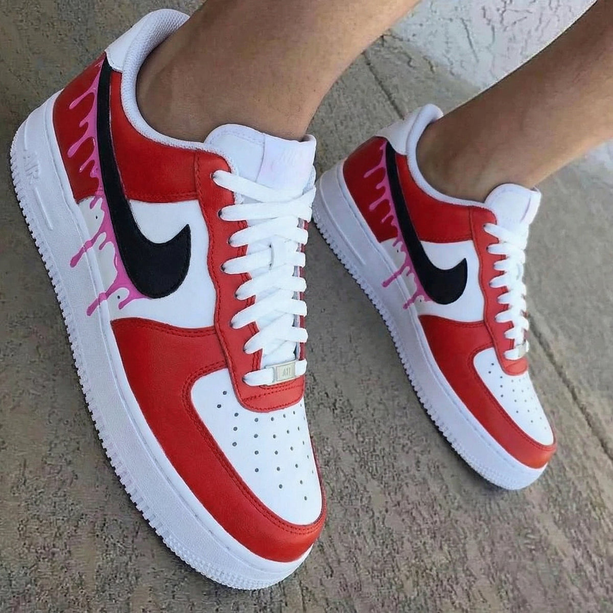 Drip Pattern Red Pink Custom Air Force 1