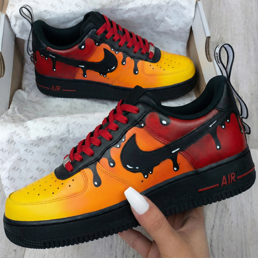 Drip Pattern Yellow Orange Black Custom Air Force 1