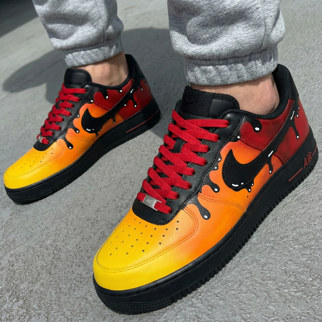 Drip Pattern Yellow Orange Black Custom Air Force 1