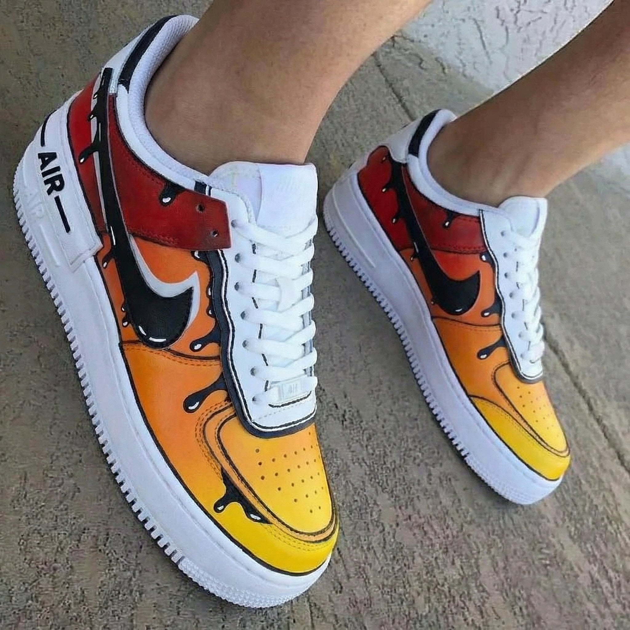 Drip Pattern Yellow Orange Custom Air Force 1