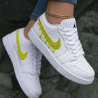 Drip Patterned Swoosh White Lime Green Custom Air Jordan 1